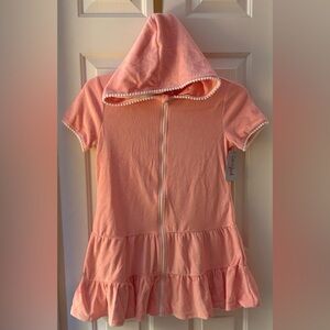 Cat & Jack Hooded Swimsuit Cover Up Coral Pink Sz XL / 14 NWT